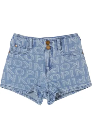 Pinko Pinko shorts in denim con stampa logo all over lavaggio blu