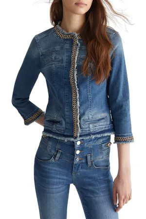 Liu Jo Giubbino Kate in denim con catenella lavaggio blu