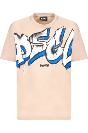 DISCLAIMER T-shirt manica corta con maxi stampa logo beige