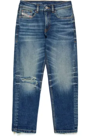 Diesel Jeans gamba slim con strappi lavaggio blu