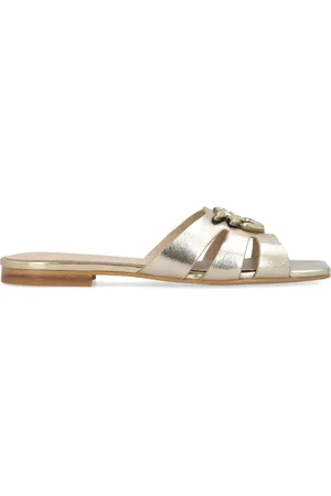 Pinko Ciabatta Marli in pelle laminata con logo