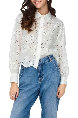 ONLY Camicia manica lunga in pizzo Sangallo bianco