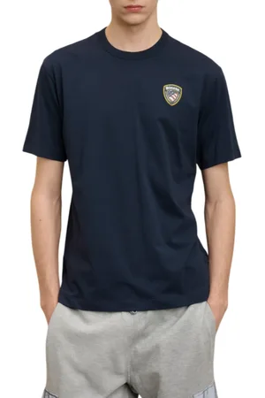 Blauer T-shirt manica corta Faxon con logo iconico