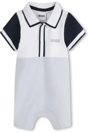 HUGO BOSS Pagliaccetto in piquè manica corta celeste bianco
