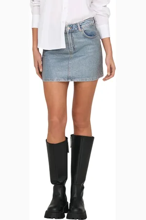 ONLY Gonna corta in denim con strass lavaggio blu
