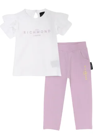 John Richmond Completo T-shirt manica corta e leggings bianco lilla