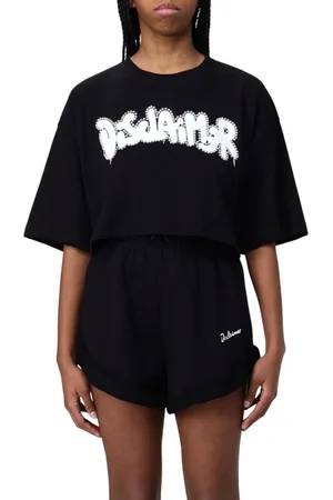 DISCLAIMER T-shirt crop maniche corte con logo gioiello