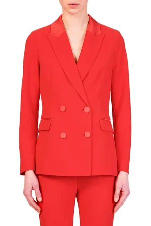 VICOLO Giacca blazer doppiopetto con dettagli satin