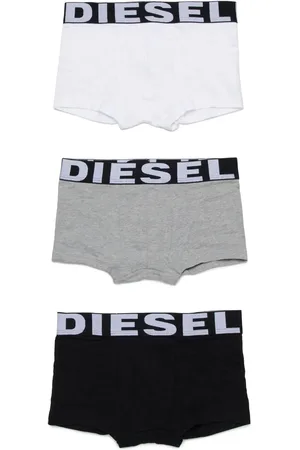 Diesel Set 3 boxer in cotone con banda logata bianco grigio nero