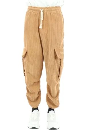 DISCLAIMER Pantaloni cargo in velluto a coste color