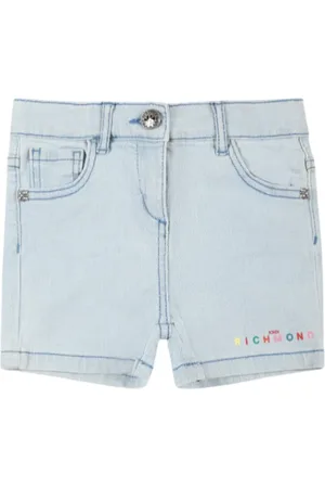 John Richmond Shorts in denim Cramol con logo lavaggio blu chiaro