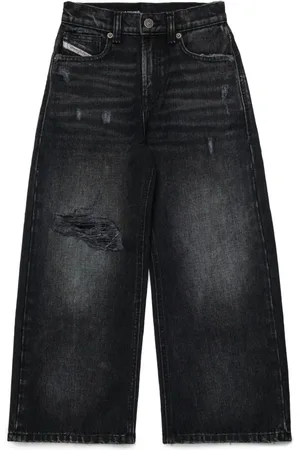 Diesel Jeans gamba larga Argjx in denim rigido lavaggio nero