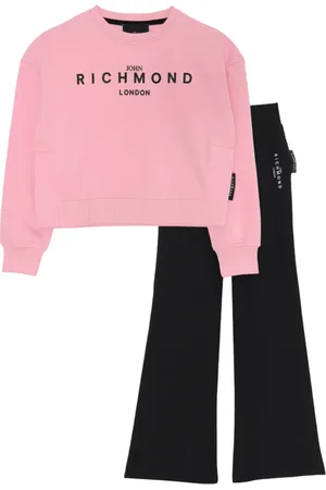 John Richmond Completo felpa e pantaloni flare rosa nero