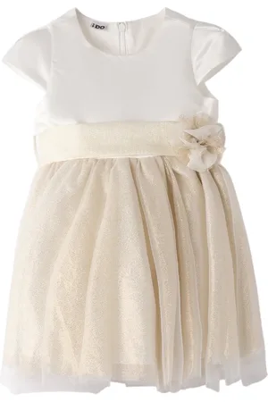 iDo(Dodipetto) Abito elegante satin con gonna in tulle bianco beige