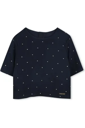 Michael Kors Blusa manica corta in georgette con borchie all over