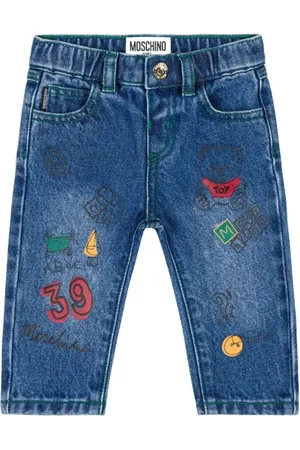 Moschino Jeans slim fit con stampe lavaggio blu