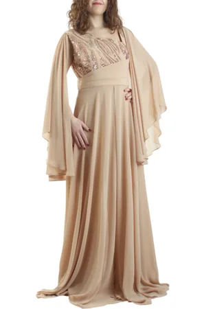 IMPERO Tuta jumspuit elegante in georgette con paillettes beige