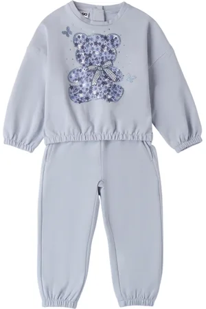 iDo(Dodipetto) Completo felpa e pantaloni con orsetto celeste