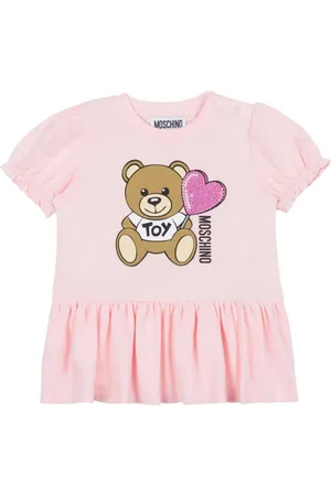 Moschino Abito neonata con balza stampa orsetto