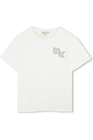 Michael Kors T-shirt maniche corte con logo borchiato bianco latte
