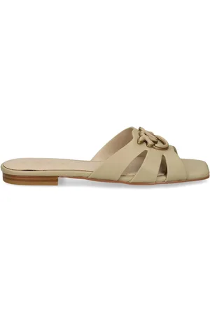 Pinko Ciabatta Marli in pelle con logo beige