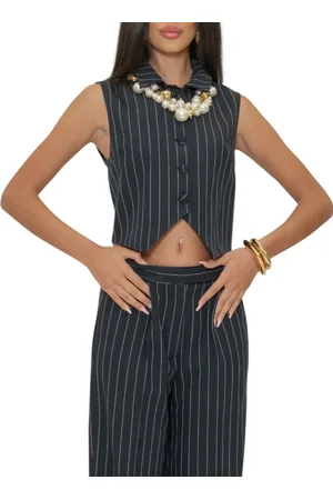 VICOLO Gilet in fantasia gessata con colletto