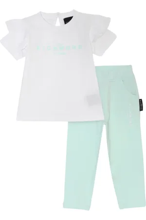 John Richmond Completo T-shirt manica corta e leggings bianco verde acqua