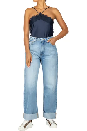 VICOLO Jeans Morgana gamba larga lavaggio blu medio