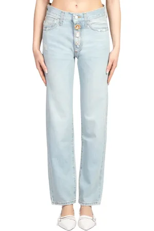 VICOLO Jeans gamba dritta Zoe con bottoni gioiello lavaggio blu chiaro
