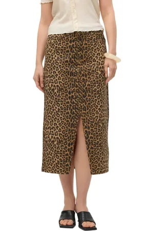 VERO MODA Gonna midi in fantasia animalier beige