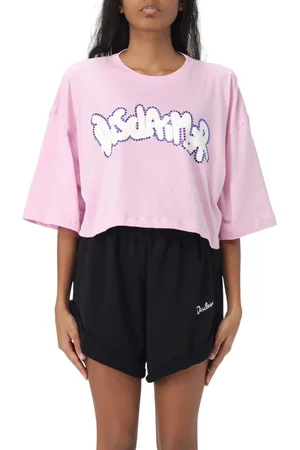 DISCLAIMER T-shirt crop maniche corte con logo gioiello