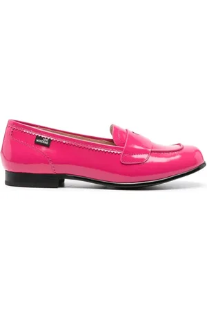 Moschino Mocassini in pelle effetto vernice fucsia