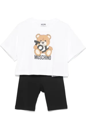Moschino Completo T-shirt e bermuda con stampa orsetto Toy bianco nero