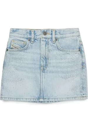 Diesel Gonna Gianna in denim con strass lavaggio blu chiaro