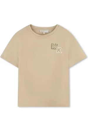 Michael Kors T-shirt maniche corte con logo borchiato beige