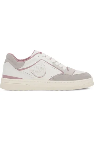 Pinko Sneakers Mandy in pelle e suede con logo bianco grigio rosa