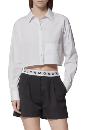 John Richmond Camicia crop manica lunga con logo