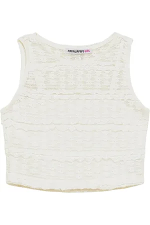 Patrizia Pepe Top crop in pizzo stretch latte