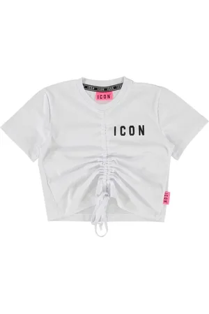 Icon Brand T-shirt crop con coulisse