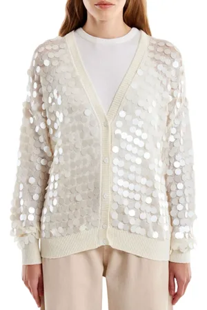 VICOLO Cardigan in maglia traforata con paillettes