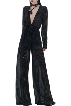 ANIYE BY Tuta lunga jumpsuit Lily a pois nero