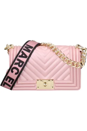 MARC ELLIS Borsa Flat S in gomma trapuntata con tracolla e manico rosa