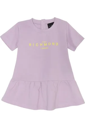 John Richmond Abito Gieris neonata con logo lilla