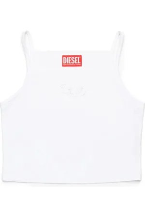 Diesel Top Trind crop con logo strass