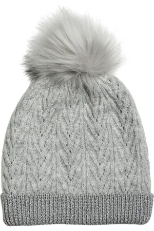 Pieces® Cappello in maglia con pompon argento