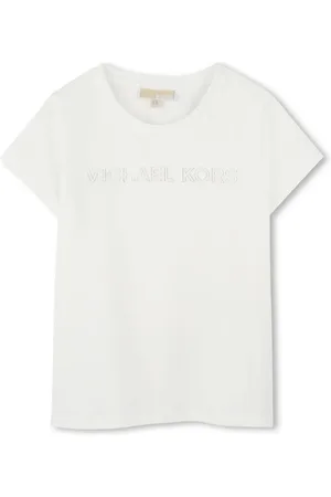 Michael Kors T-shirt maniche corte con logo bianco latte oro