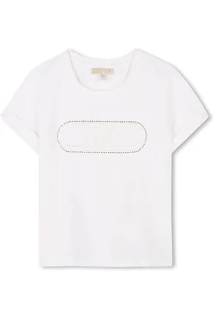 Michael Kors T-shirt manica corta con logo e borchie bianco latte