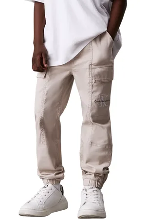 Calvin Klein Pantaloni cargo in cotone satin beige