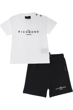 John Richmond Completo T-shirt manica corta e shorts bianco nero