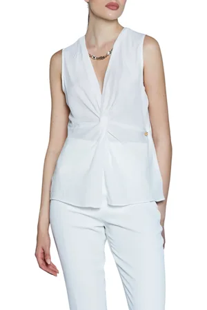Relish Top Collec in misto seta con collana bianco